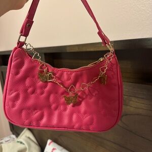 Pink Heart-Patterned Women's Bag